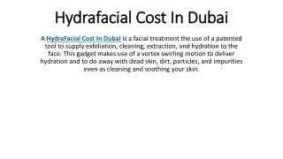 hydrafacial cost in dubai
