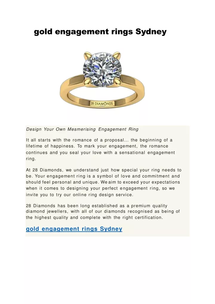 gold engagement rings sydney