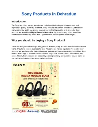 Sony Products in Dehradun