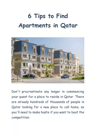 6 Tips to Find Apartments in Qatar