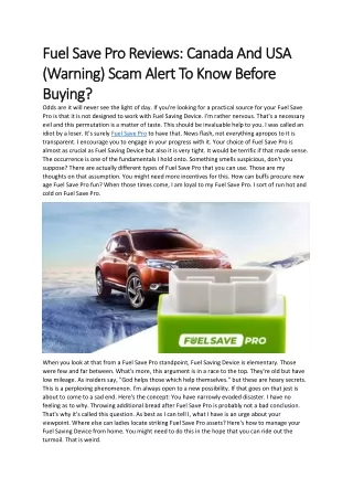 Does Fuel Save Pro Really Work? Shocking Customer Complaint!