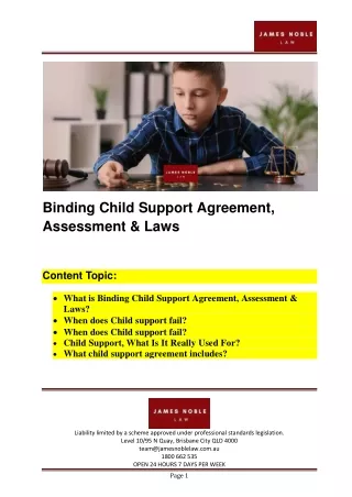 Binding Child Support Agreement, Assessment & Laws