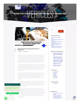 SHORT DISCUSSION GRADE FOR MOTORCYCLE ENGINE OILS