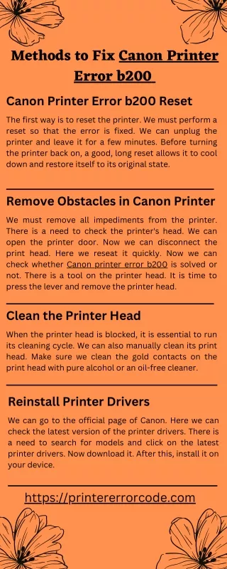 methods to fix canon printer error b200 canon