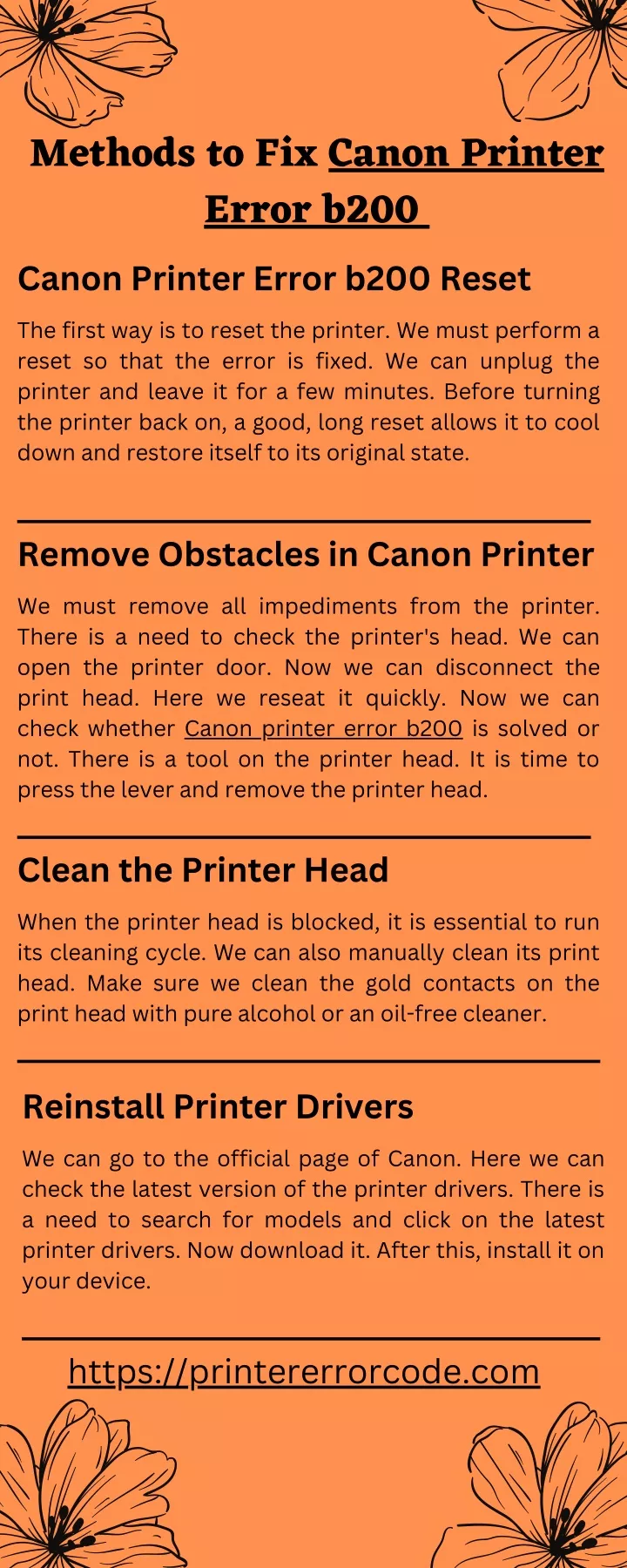 methods to fix canon printer error b200 canon