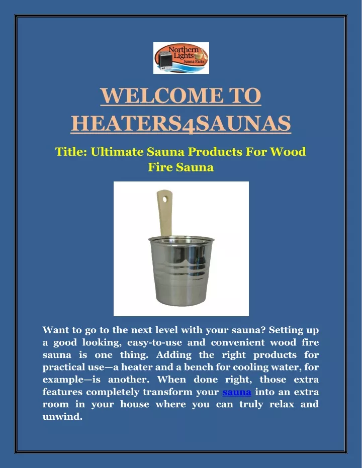 welcome to heaters4saunas