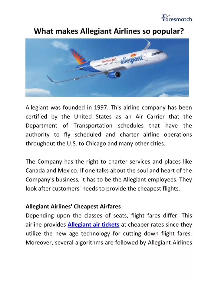 what makes allegiant airlines so popular