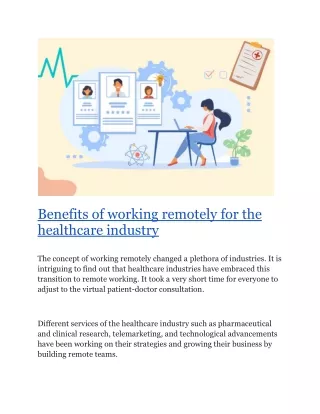 Benefits of working remotely for the healthcare industry