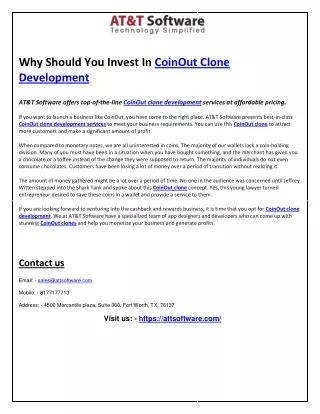 Attsoftware CoinOut Clone Development