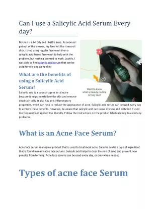 can i use a salicylic acid serum every day