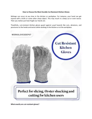 How to Choose the Most Durable Cut-Resistant Kitchen Gloves