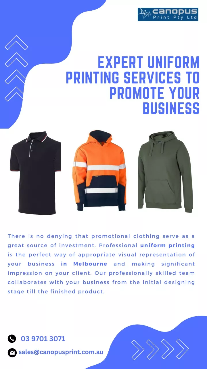 expert uniform printing services to promote your