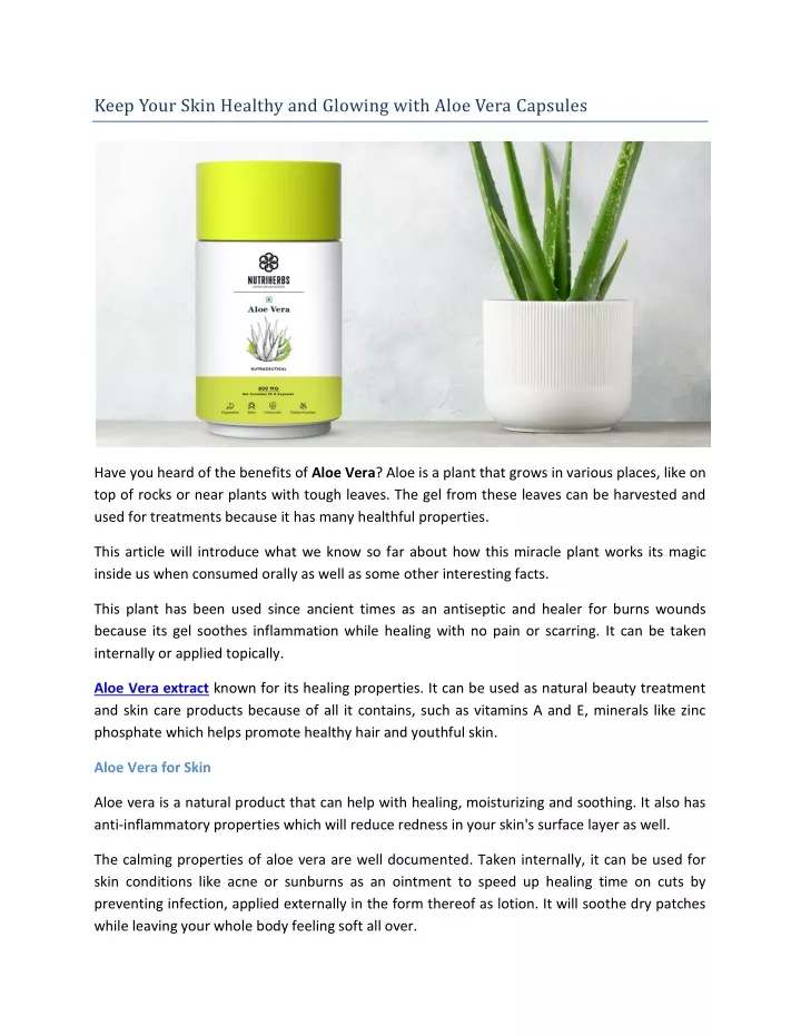 keep your skin healthy and glowing with aloe vera