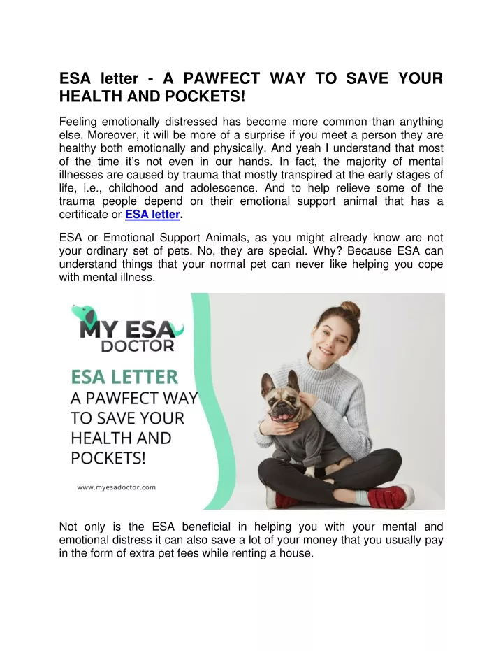 esa letter a pawfect way to save your health