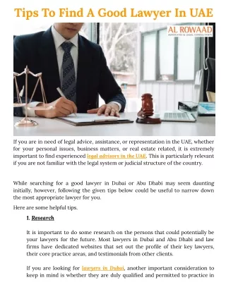 Tips To Find A Good Lawyer In UAE