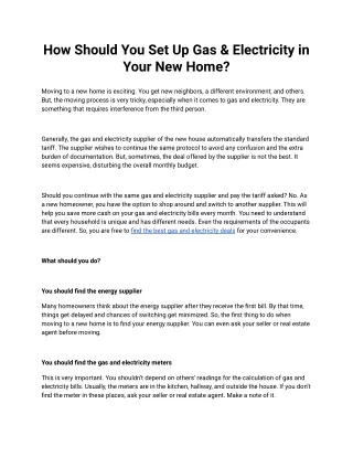 How Should You Set Up Gas & Electricity in Your New Home_