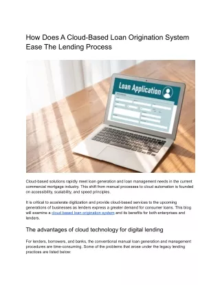 How does a cloud-based loan origination system eases the lending process