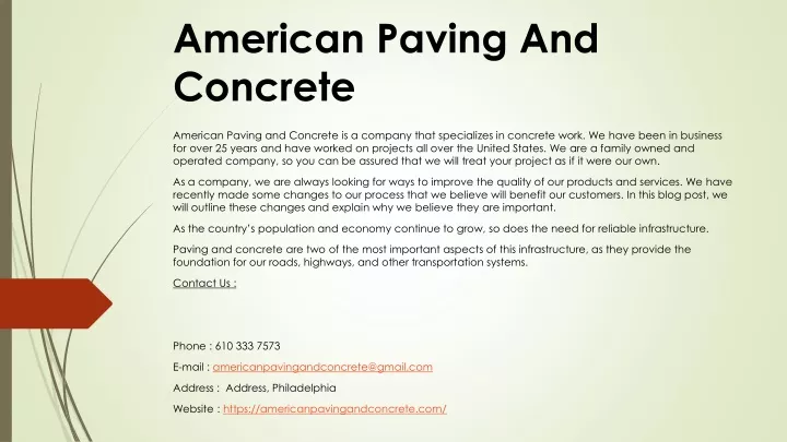 american paving and concrete