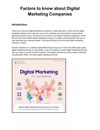 Factors to know about Digital Marketing Companies