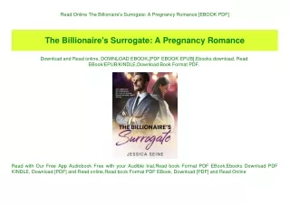Read Online The Billionaire's Surrogate A Pregnancy Romance [EBOOK PDF]