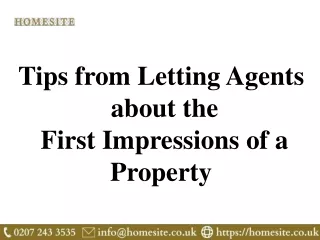 Tips from Letting Agents about the First Impressions of a Property