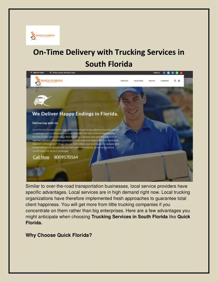 on time delivery with trucking services in south