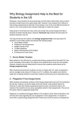 Why Biology Assignment Help Is the Best for Students in the US