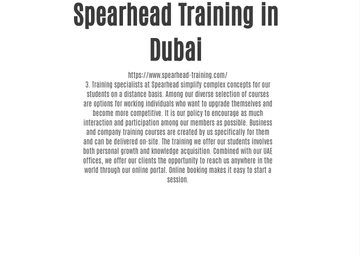 spearhead training in dubai https www spearhead