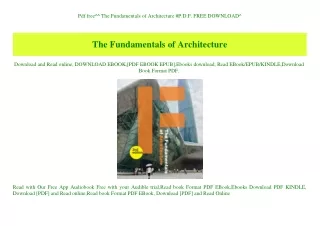 Pdf free^^ The Fundamentals of Architecture #P.D.F. FREE DOWNLOAD^