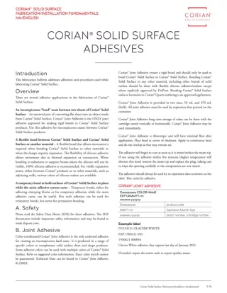 Corian Joint Adhesive Seaming Information