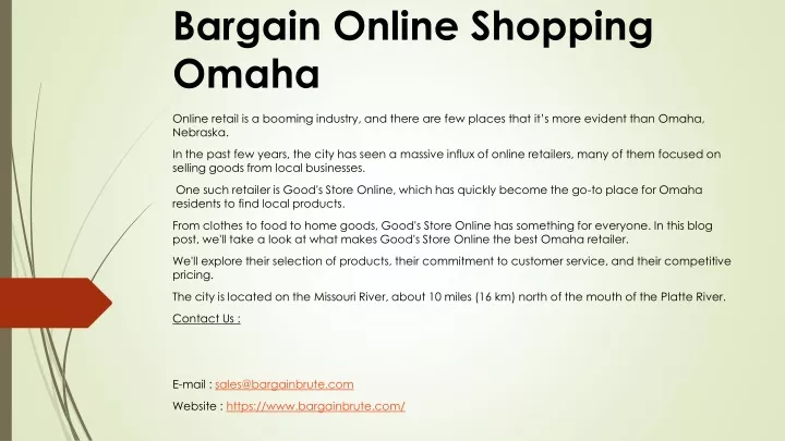 bargain online shopping omaha