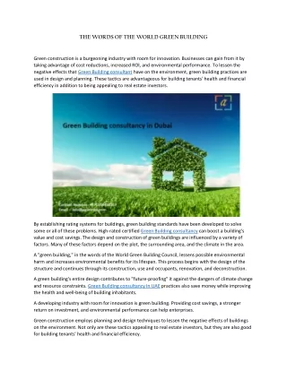 the words of the world green building