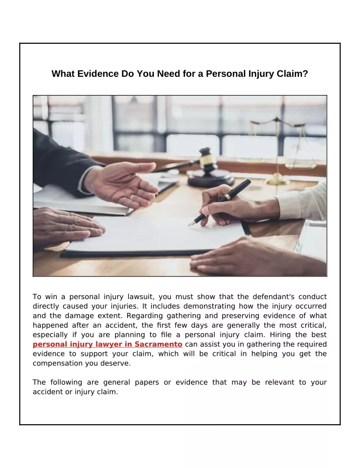 what evidence do you need for a personal injury