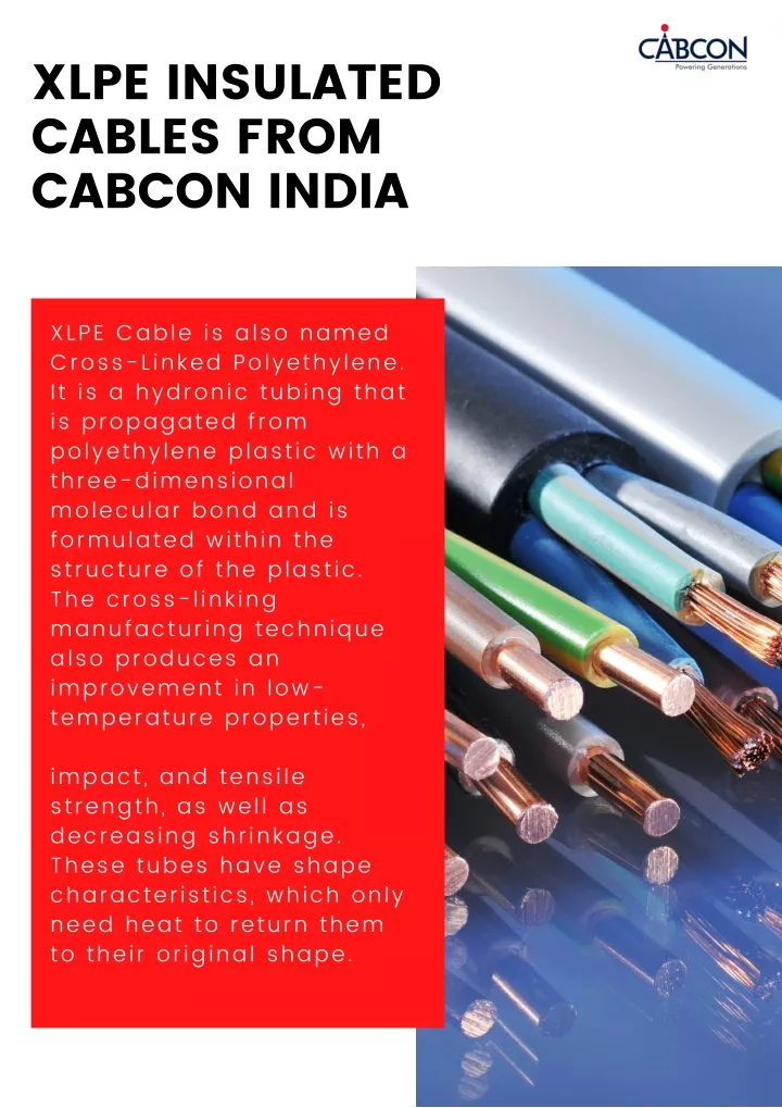 xlpe insulated cables from cabcon india