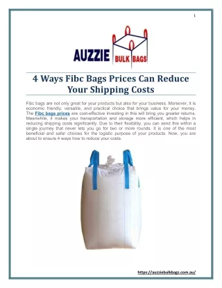 4 Ways Fibc Bags Prices Can Reduce Your Shipping Costs