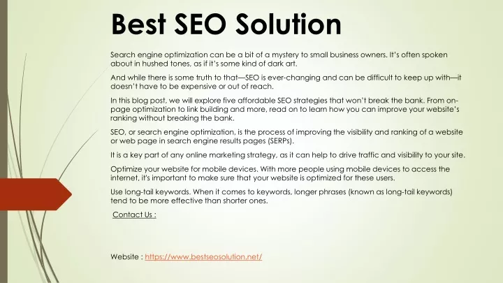 best seo solution