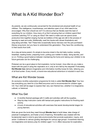 what is a kid wonder box
