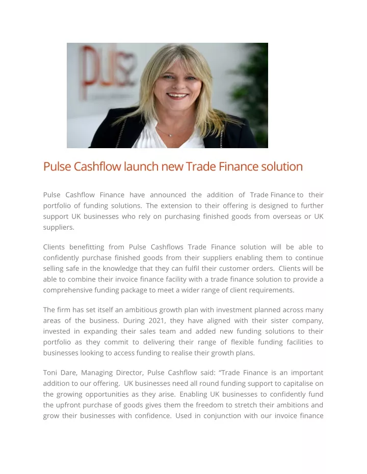 pulse cashflow launch new trade finance solution