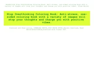 ReadOnline Stop Overthinking Coloring Book Anti-stress  one-sided coloring book with a variety of images will stop your