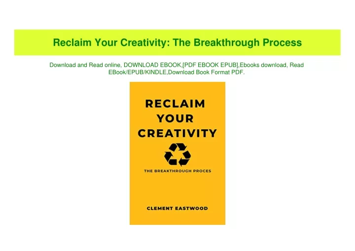reclaim your creativity the breakthrough process