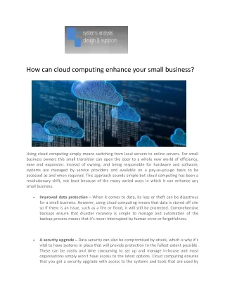 how can cloud computing enhance your small