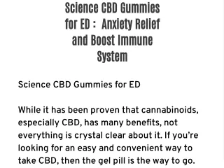 Science CBD Gummies for ED :  Anxiety Relief and Boost Immune System