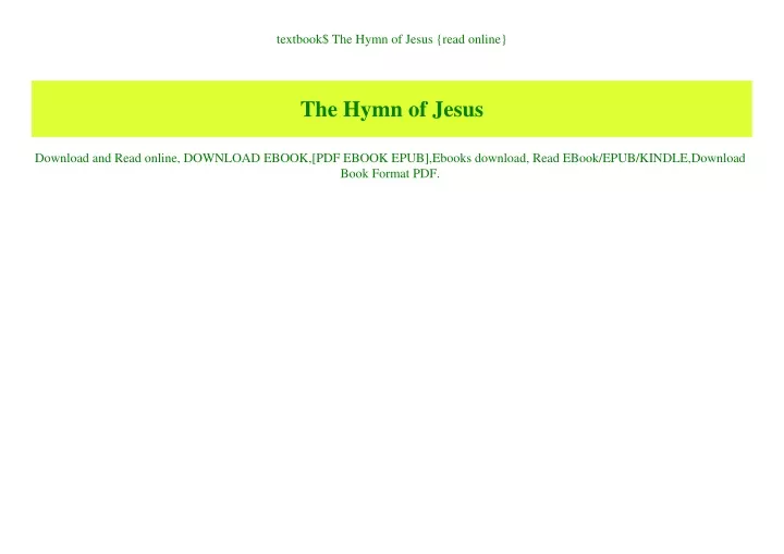 textbook the hymn of jesus read online