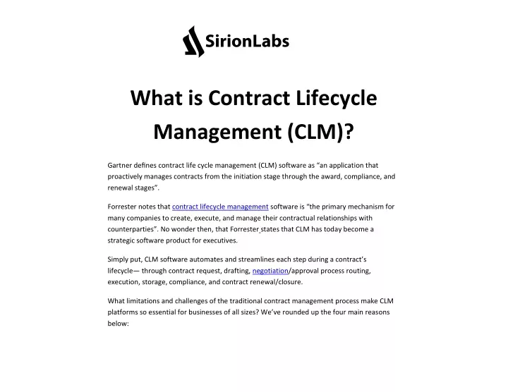 what is contract lifecycle management clm