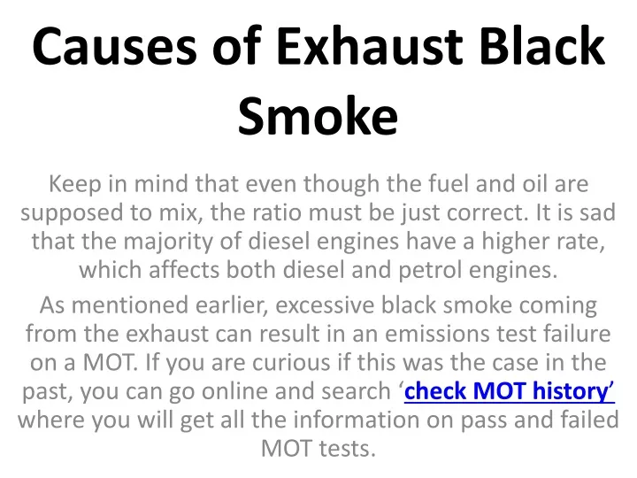 PPT Causes of Exhaust Black Smoke PowerPoint Presentation, free