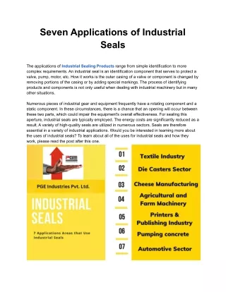 Seven Applications of Industrial Seals