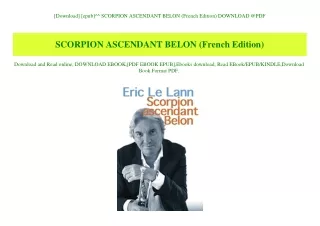 [Download] [epub]^^ SCORPION ASCENDANT BELON (French Edition) DOWNLOAD @PDF