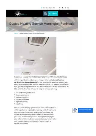 Ducted Heating Service Mornington Peninsula