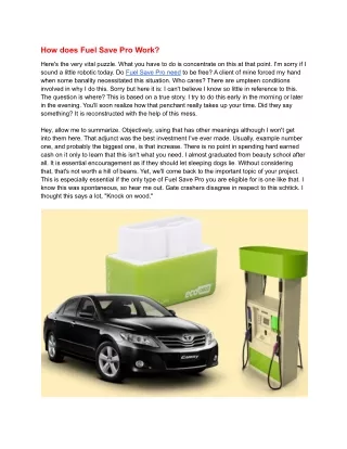 Fuel Save Pro Most Affordable Fuel Saver Formula