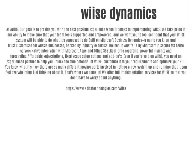 wiise dynamics